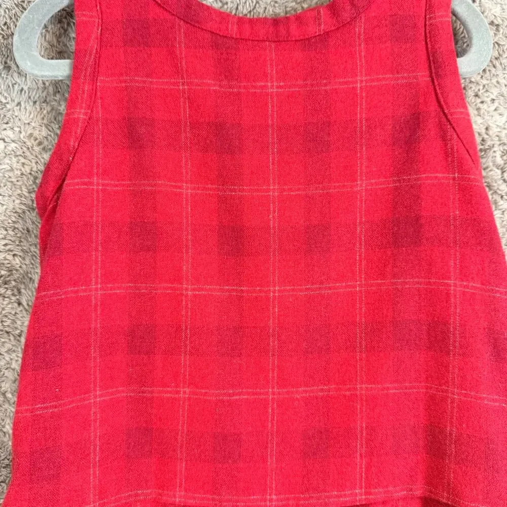 Jacadi Wool Blend Red Plaid Pleated Dress Jumper 4 4T Holiday Uniform Christmas
